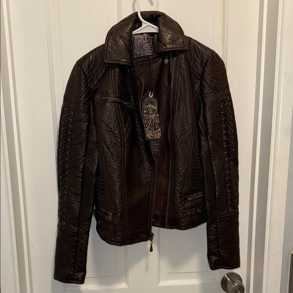 Affliction Dark Brown Leather Jacket - Picture 2 of 5